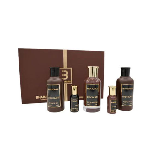 SET BHARARA CHOCOLATE UNISEX ( 5 PC ) 3.4 OZ EDP SP / 6.7 OZ BL / 6.7 OZ SG /0.34 OZ EDP X 2