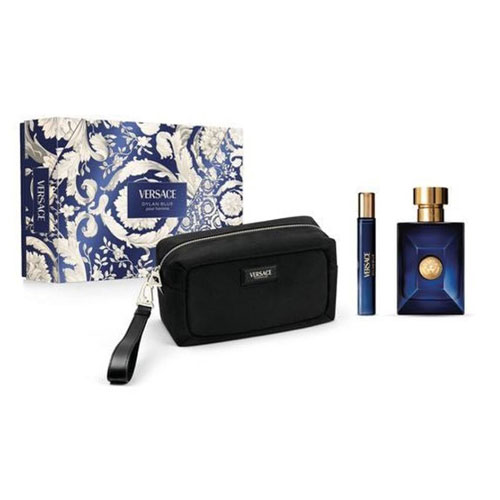 SET VERSACE DYLAN BLUE ( 3 PC )3.4 OZ EDT SP /0.33 OZ EDT SP /BOLSO